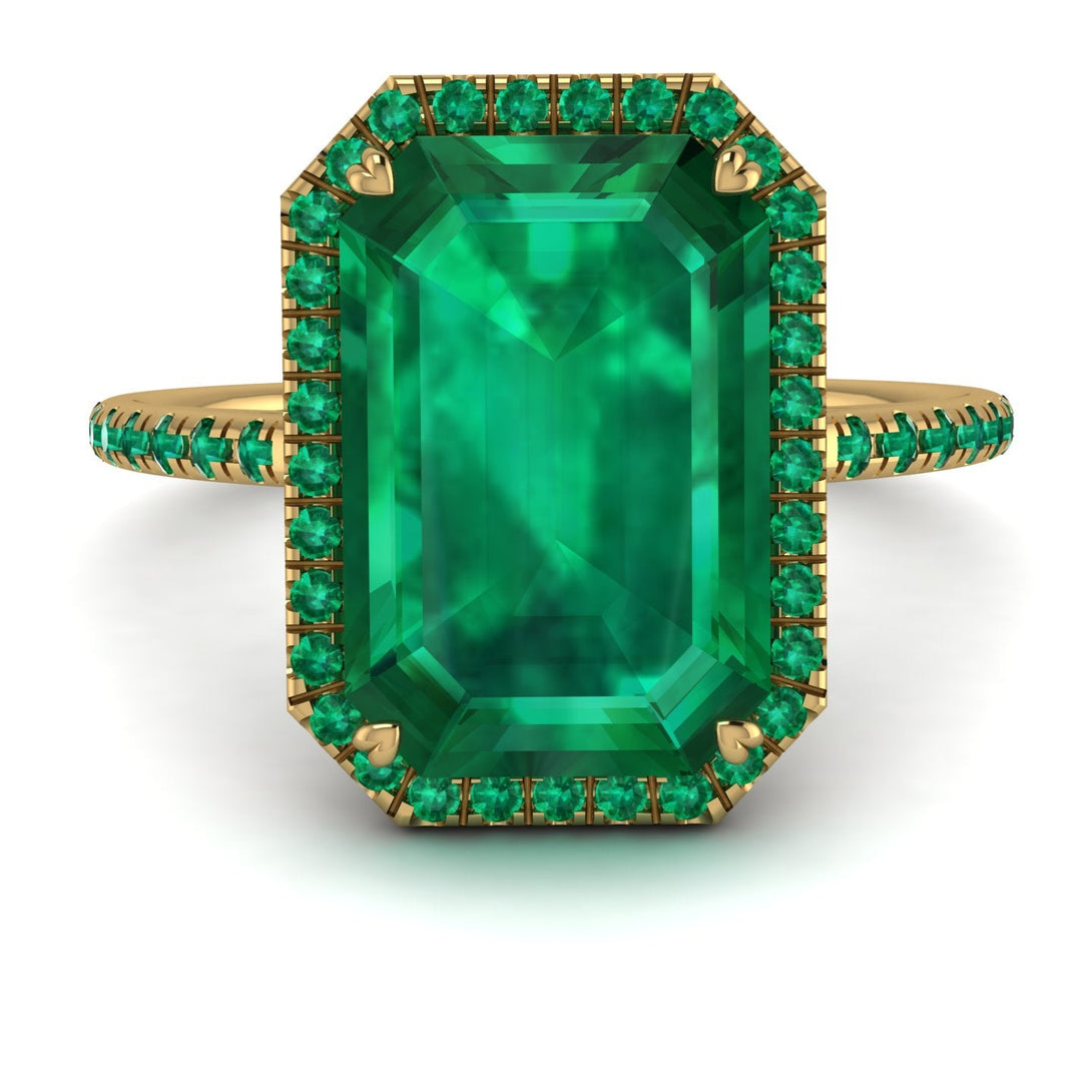 Emerald Cut Emerald Pave Engagement Ring - Nancy No. 19