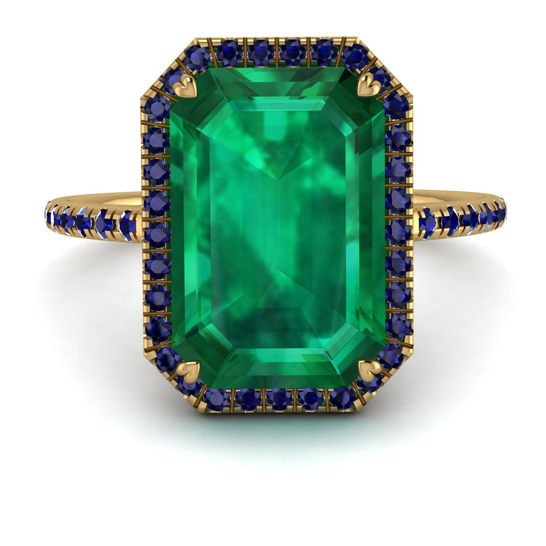 Emerald Cut Emerald Pave Engagement Ring - Nancy No. 64