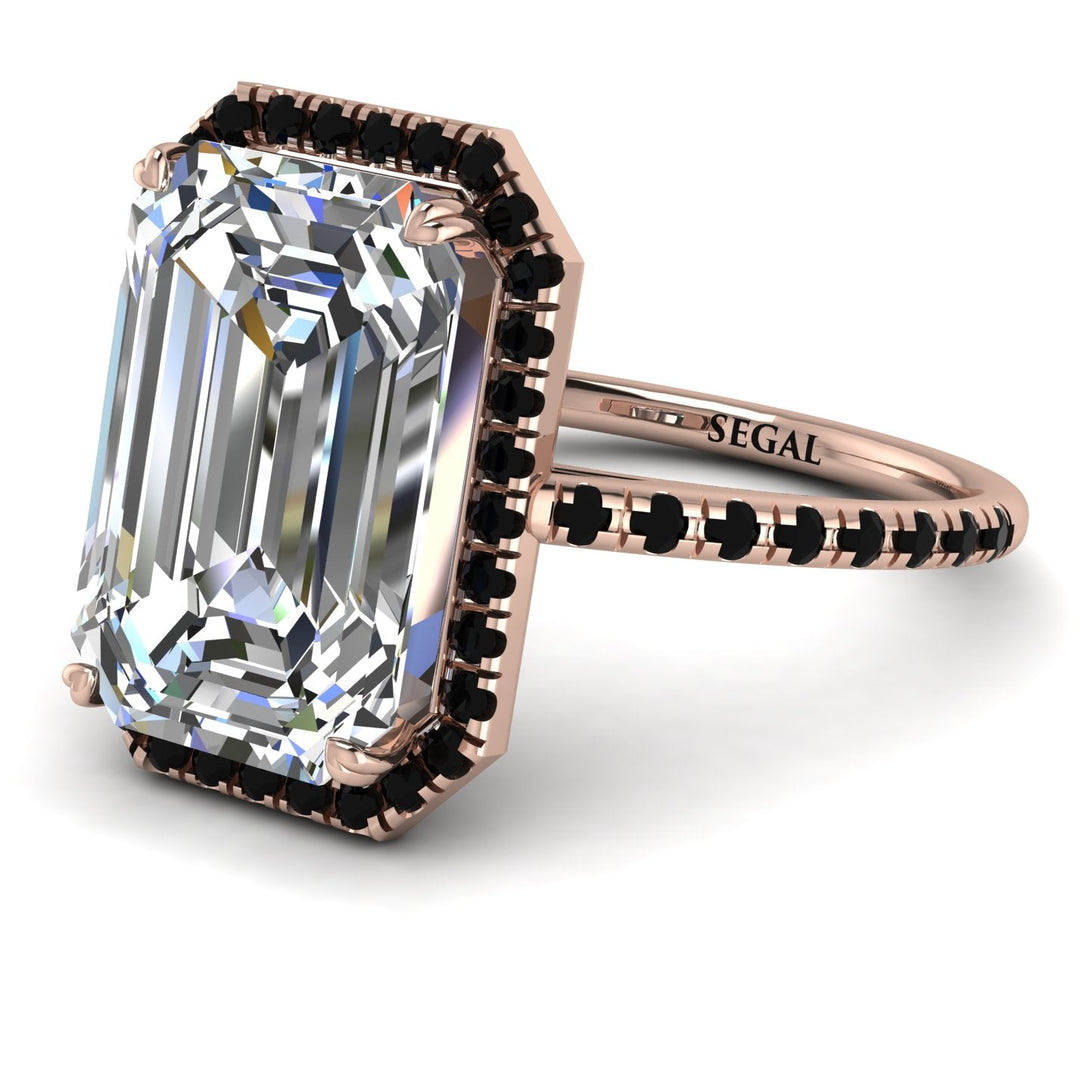 Emerald Cut Diamond Pave Engagement Ring - Nancy No. 32