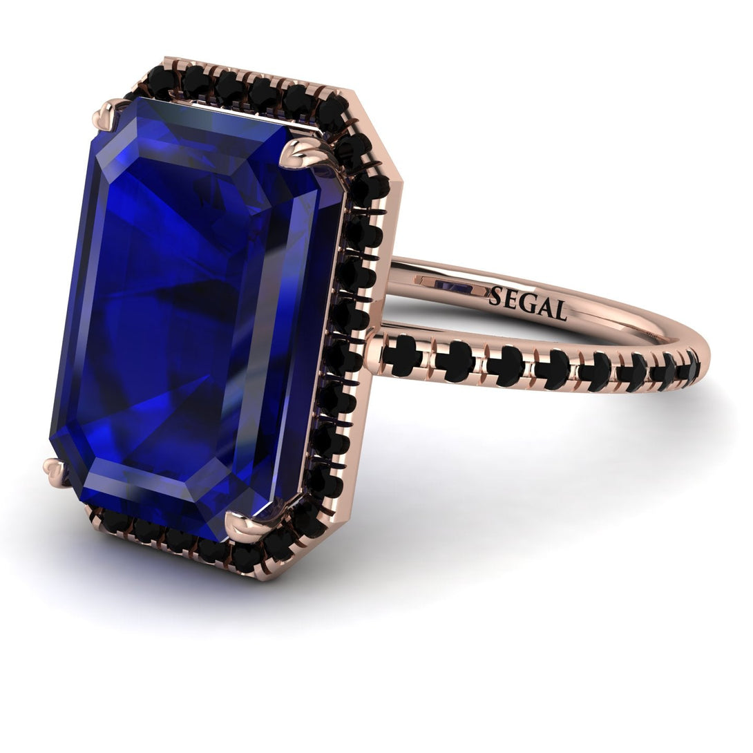 Emerald Cut Sapphire Pave Engagement Ring - Nancy No. 44