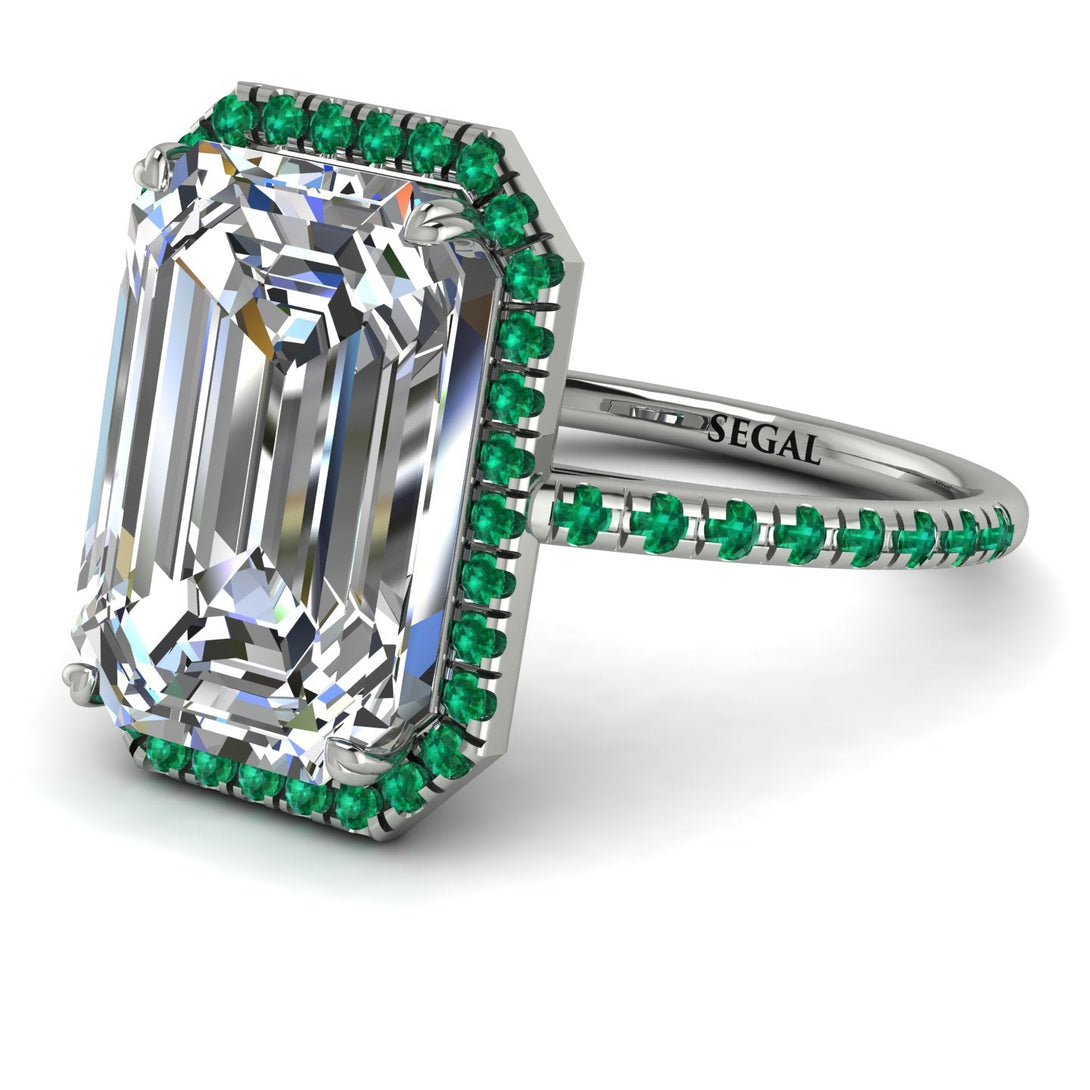 Emerald Cut Diamond Pave Engagement Ring - Nancy No. 18