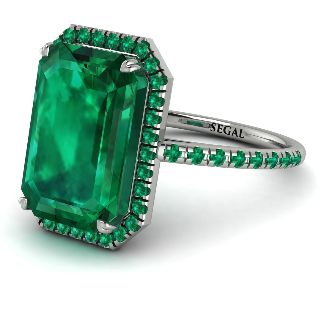 Emerald Cut Emerald Pave Engagement Ring - Nancy No. 21