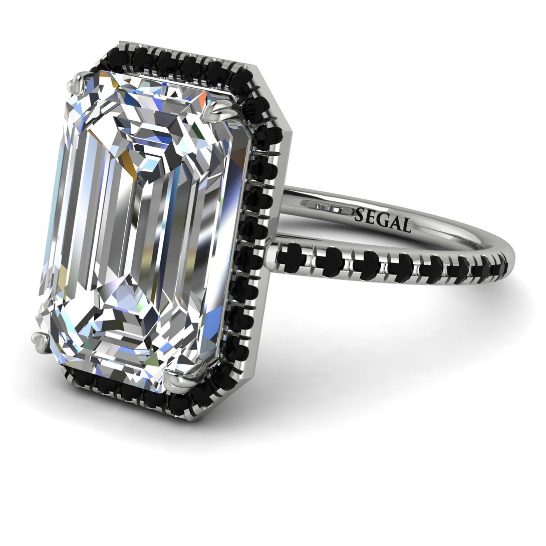 Emerald Cut Diamond Pave Engagement Ring - Nancy No. 33