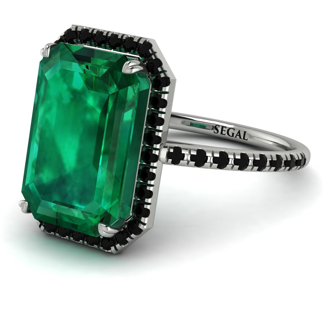 Emerald Cut Emerald Pave Engagement Ring - Nancy No. 36