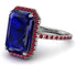 Emerald Cut Sapphire Pave Engagement Ring - Nancy No. 60