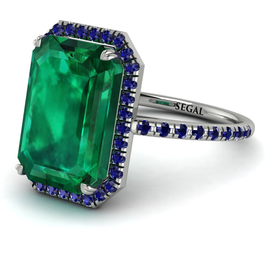 Emerald Cut Emerald Pave Engagement Ring - Nancy No. 66