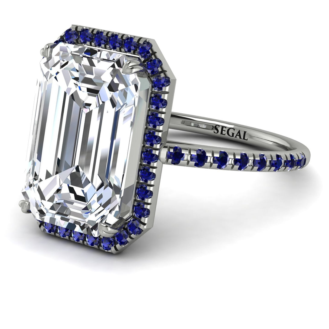 Emerald Cut Diamond Pave Engagement Ring - Nancy No. 63