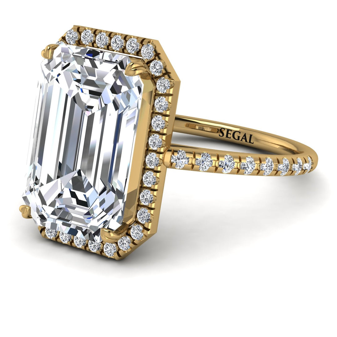 Emerald Cut Diamond Pave Engagement Ring - Nancy No. 1