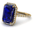 Emerald Cut Sapphire Pave Engagement Ring - Nancy No. 13