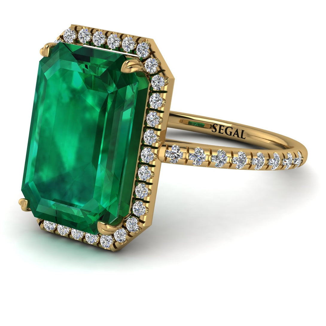 Emerald Cut Emerald Pave Engagement Ring - Nancy No. 4