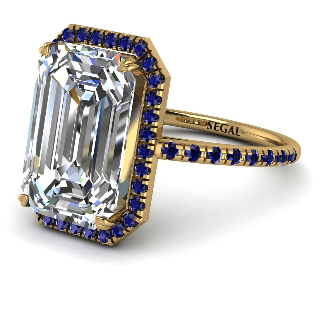 Emerald Cut Diamond Pave Engagement Ring - Nancy No. 61