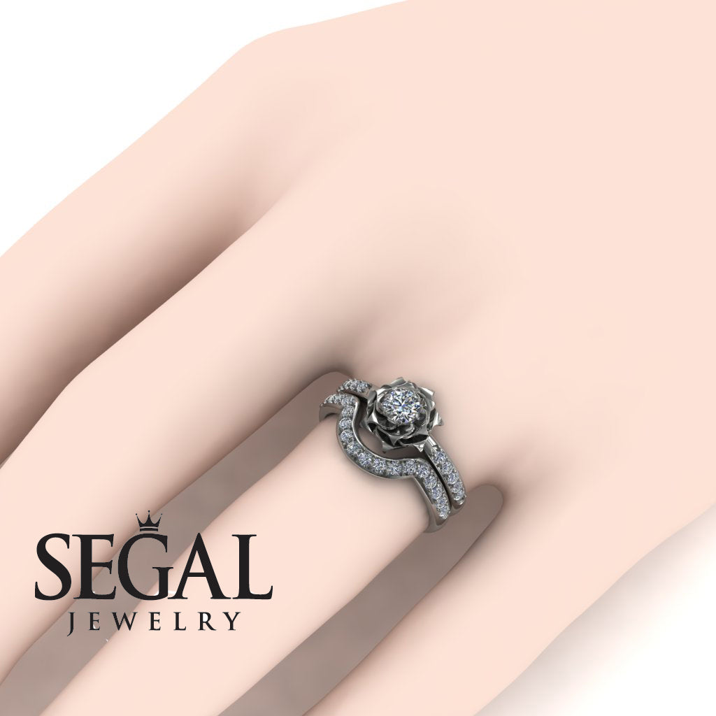 A lady's Rose Bridal Set Diamond Ring - Elena no. 3