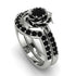 A lady's Rose Bridal Set Black Diamond Ring - Elena Set no. 4