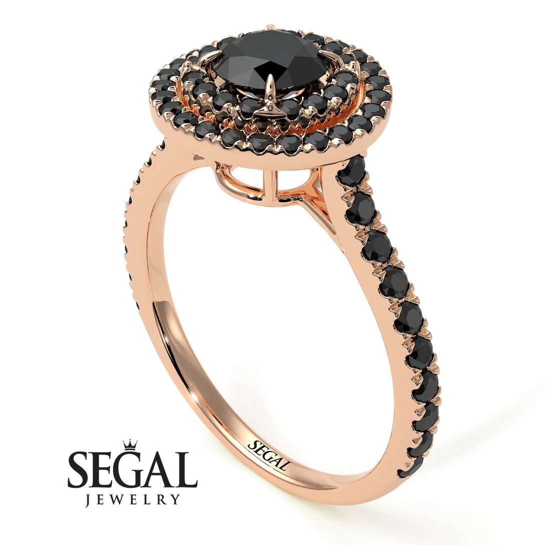 Double Halo Black Diamond Ring - Zoey No. 32