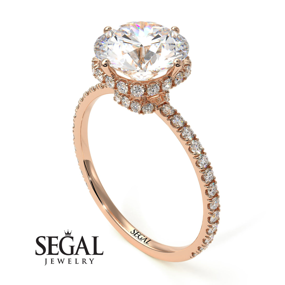 Double Hidden Halo Diamond Engagement Ring - Angelina No. 2