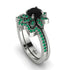 Round Black Diamond Flower Bridal Set - Michelle No. 24