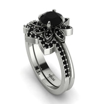 Round Black Diamond Flower Bridal Set - Michelle No. 39 image 1