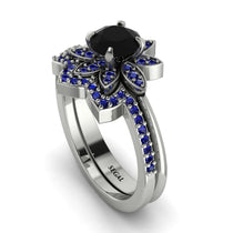 Round Black Diamond Flower Bridal Set - Michelle No. 69 image 1