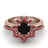 Round Black Diamond Flower Bridal Set - Michelle No. 53
