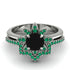 Round Black Diamond Flower Bridal Set - Michelle No. 24