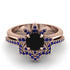 Round Black Diamond Flower Bridal Set - Michelle No. 68 image 2
