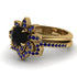 Round Black Diamond Flower Bridal Set - Michelle No. 67