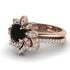 Round Black Diamond Flower Bridal Set - Michelle No. 8
