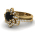 Round Black Diamond Flower Bridal Set - Michelle No. 7