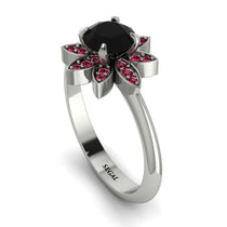 Round Black Diamond Flower Ring - Michelle No. 54 image 1