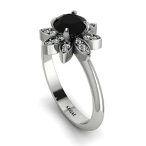 Round Black Diamond Flower Ring - Michelle No. 9 image 1