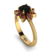 Round Black Diamond Flower Ring - Michelle No. 52 image 1