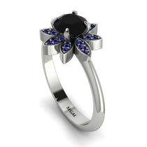 Round Black Diamond Flower Ring - Michelle No. 69 image 1