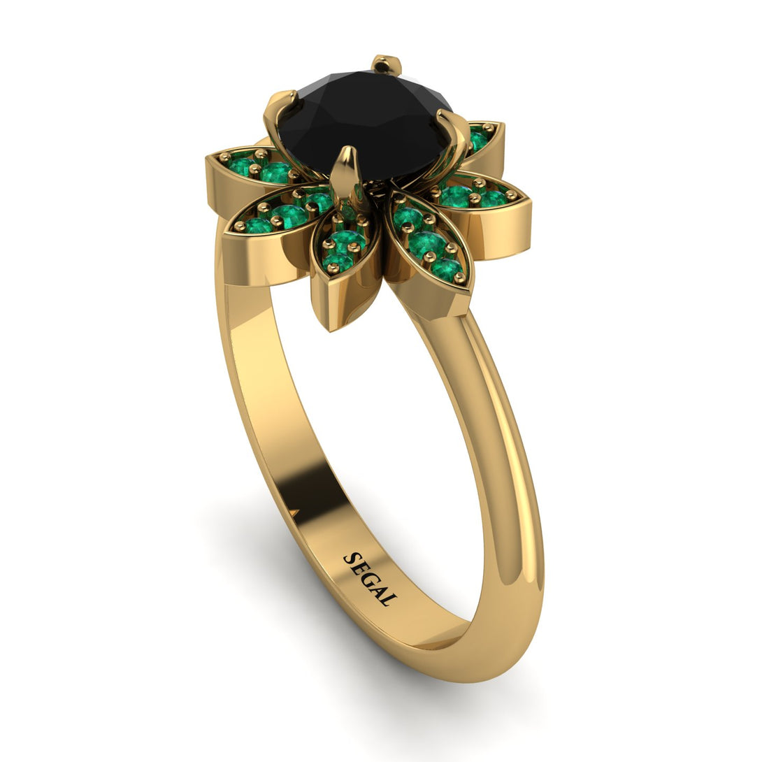 Round Black Diamond Flower Ring - Michelle No. 22