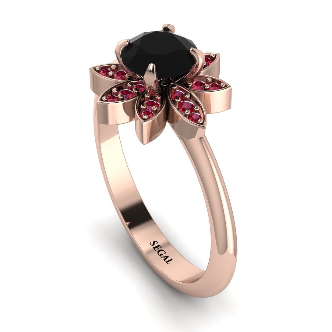 Round Black Diamond Flower Ring - Michelle No. 53