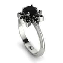 Round Black Diamond Flower Ring - Michelle No. 39 image 1