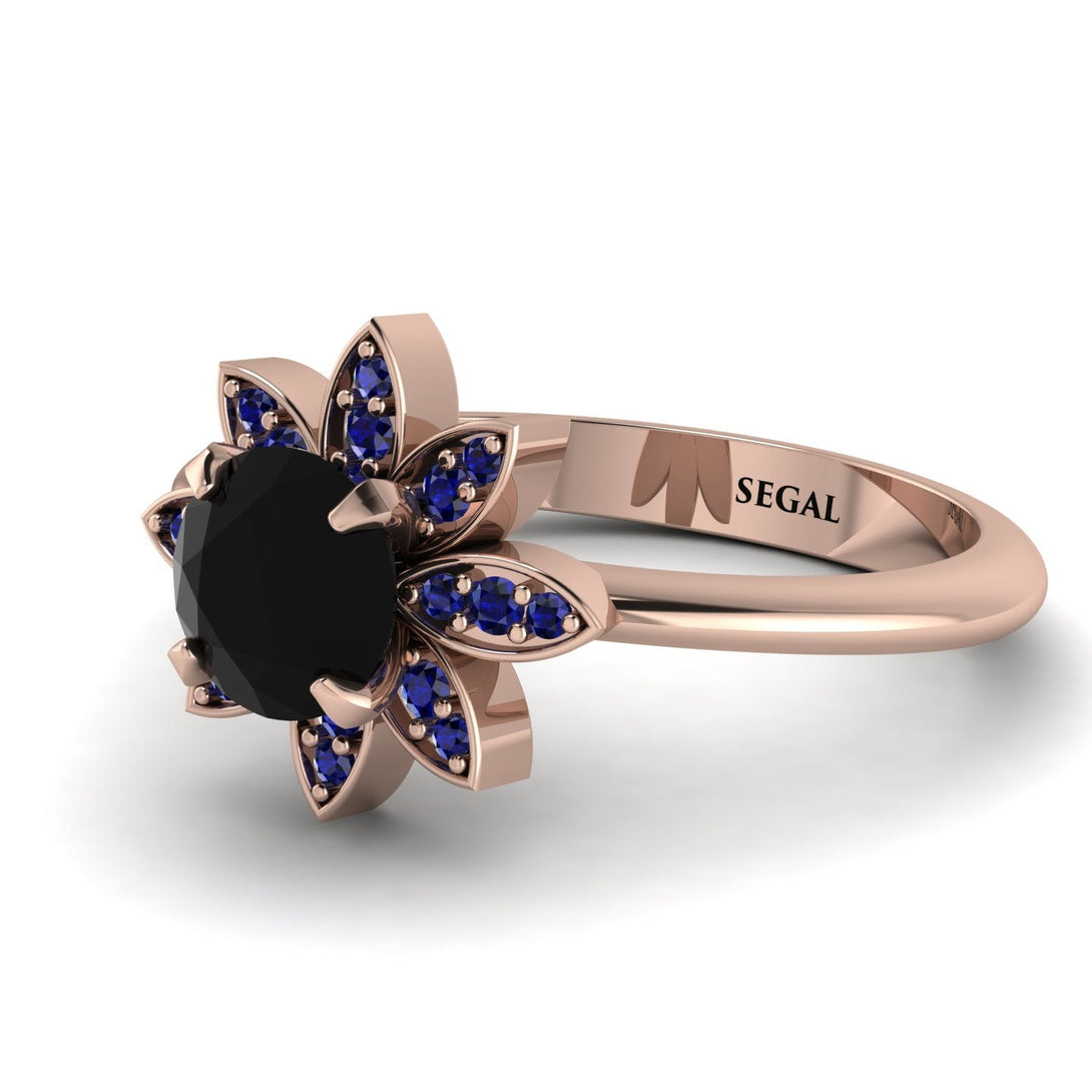 Round Black Diamond Flower Ring - Michelle No. 68