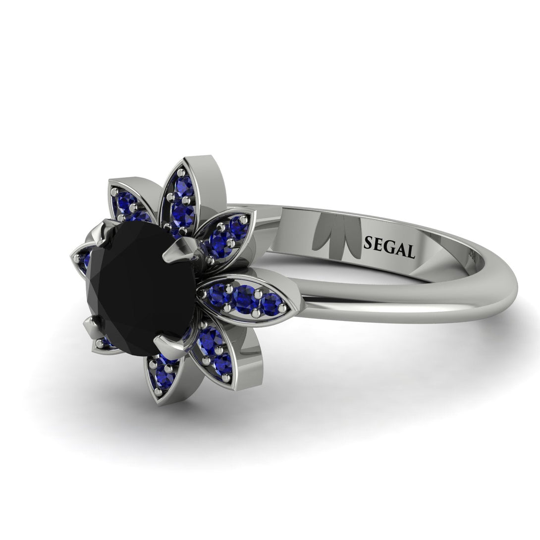 Round Black Diamond Flower Ring - Michelle No. 69