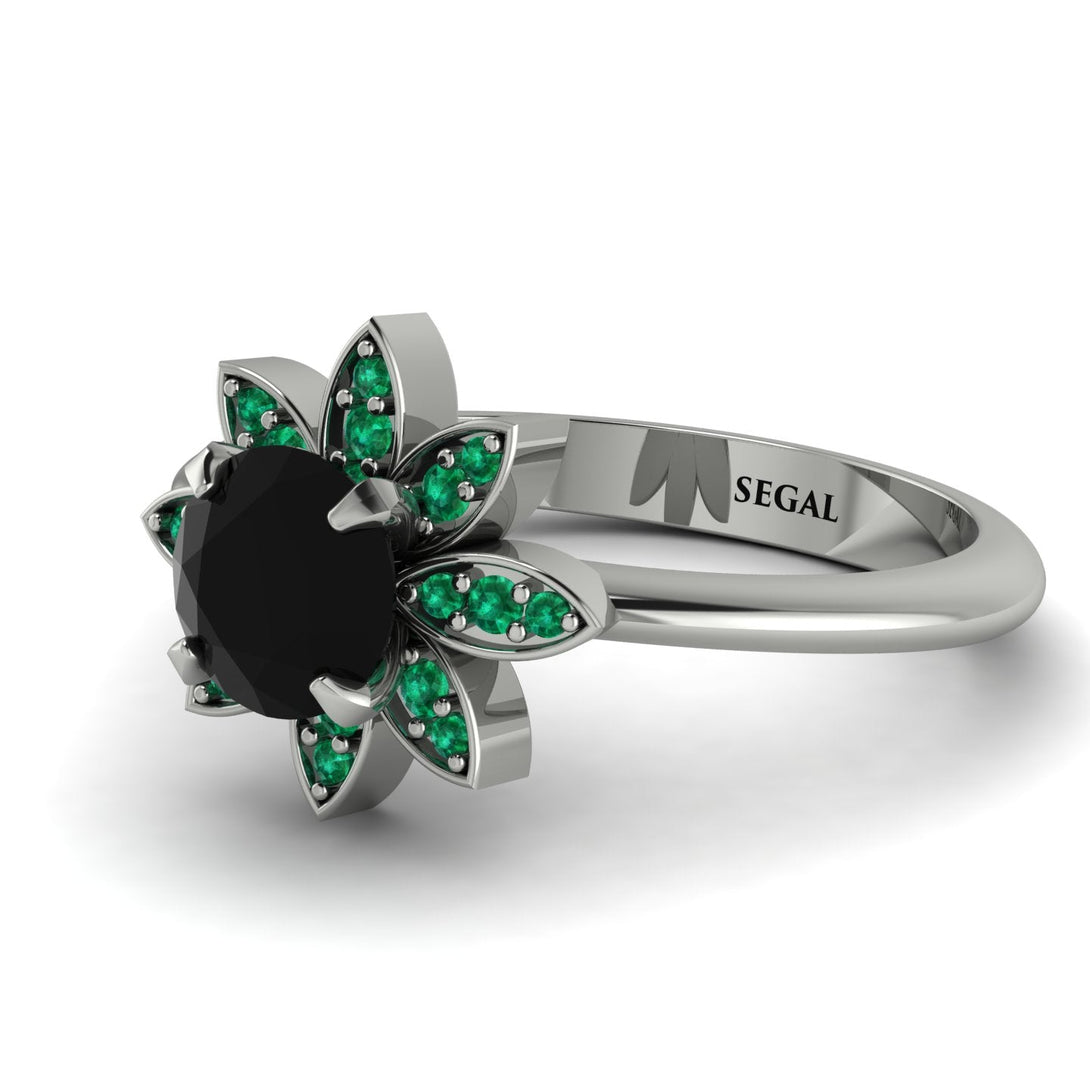 Round Black Diamond Flower Ring - Michelle No. 24