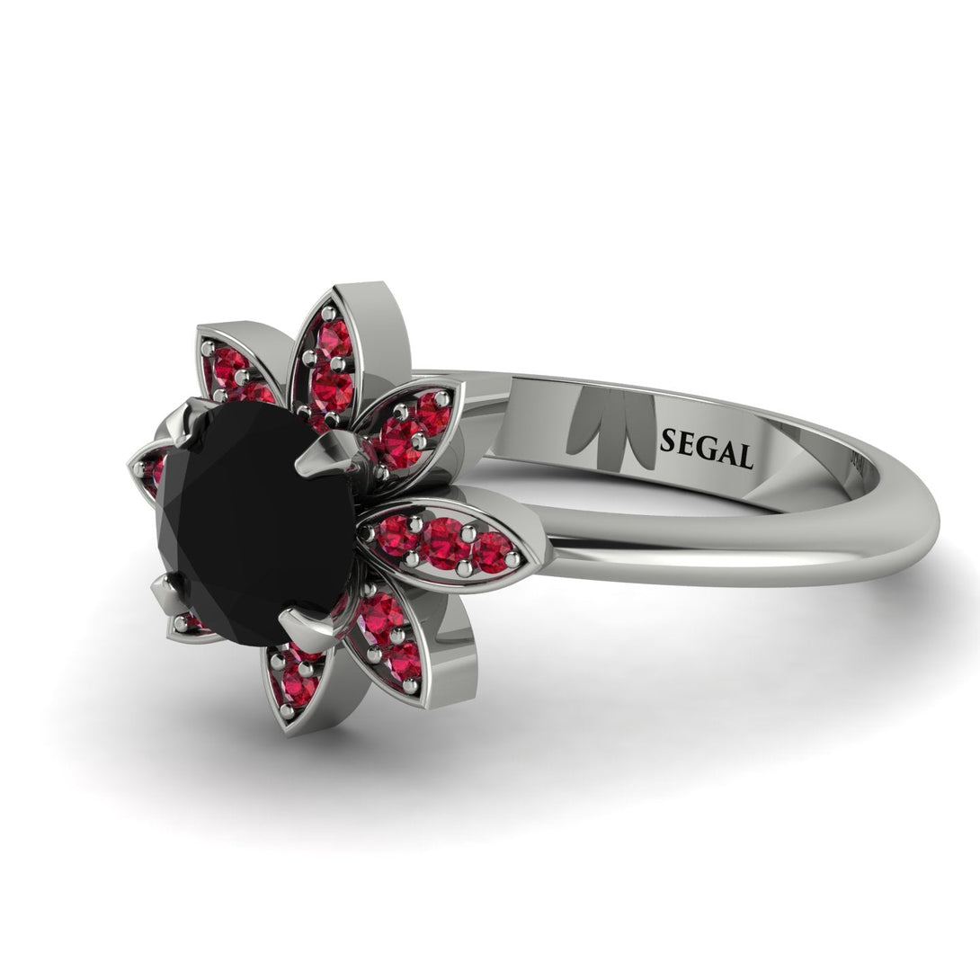 Round Black Diamond Flower Ring - Michelle No. 54
