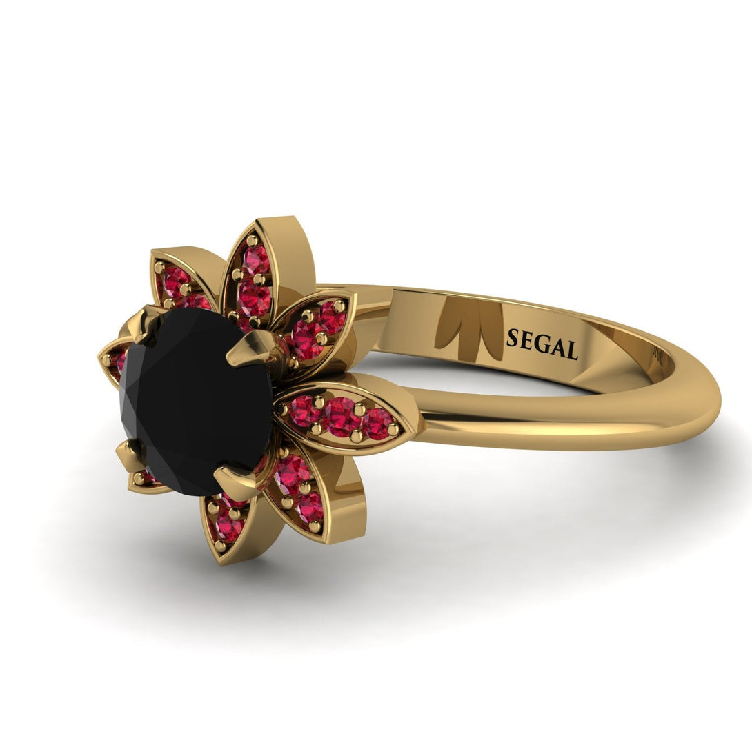 Round Black Diamond Flower Ring - Michelle No. 52
