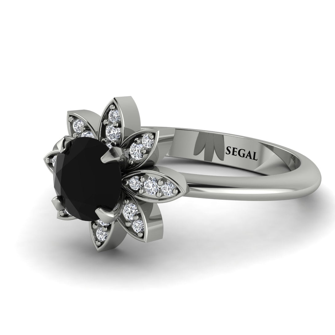 Round Black Diamond Flower Ring - Michelle No. 9