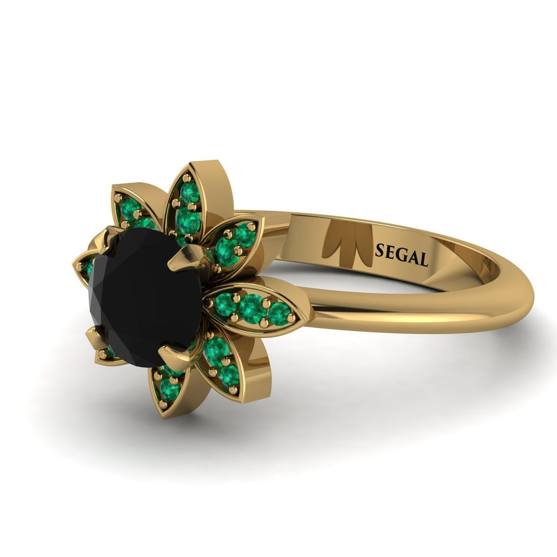 Round Black Diamond Flower Ring - Michelle No. 22