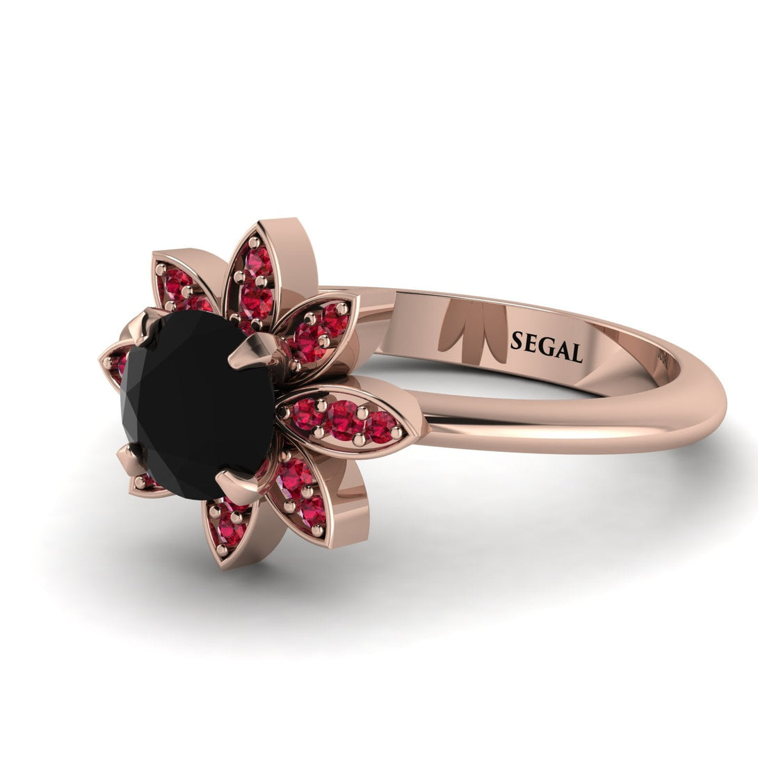 Round Black Diamond Flower Ring - Michelle No. 53