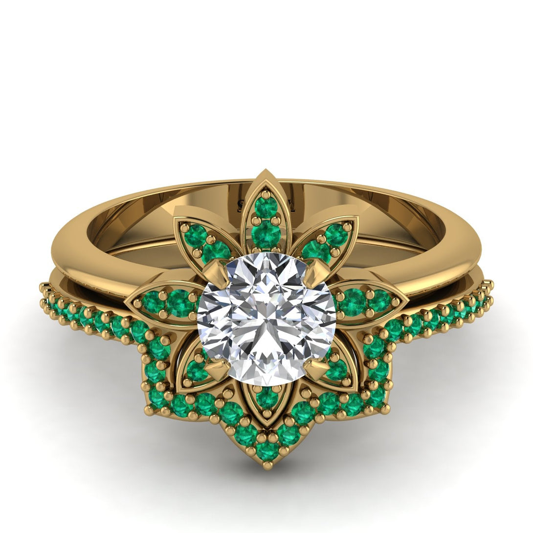Round Diamond Flower Bridal Set - Michelle No. 16