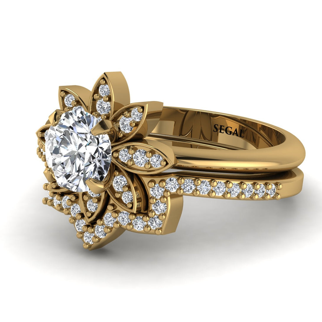 Round Diamond Flower Bridal Set - Michelle No. 1