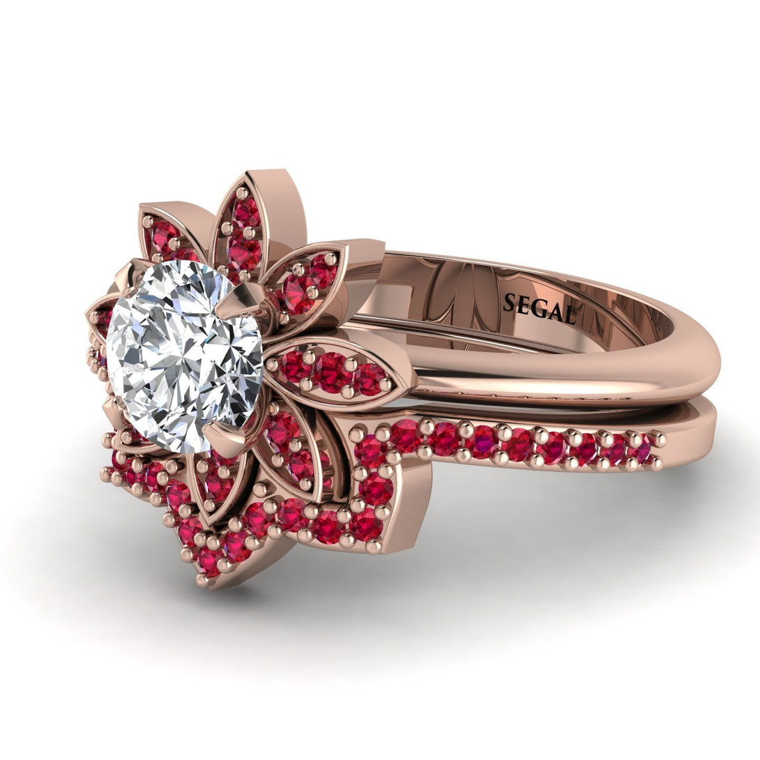 Round Diamond Flower Bridal Set - Michelle No. 47