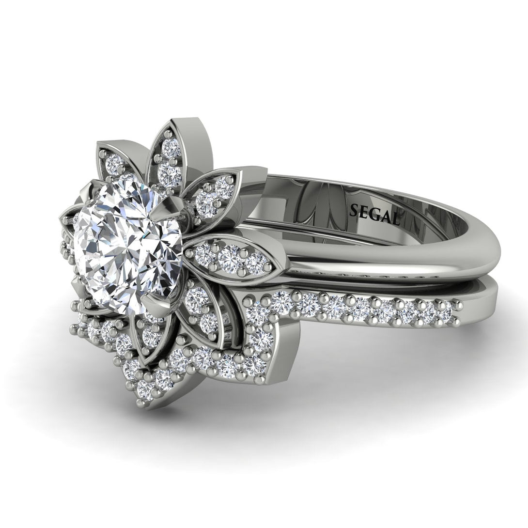 Round Diamond Flower Bridal Set - Michelle No. 3