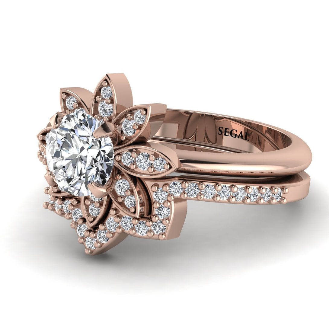 Round Diamond Flower Bridal Set - Michelle No. 2