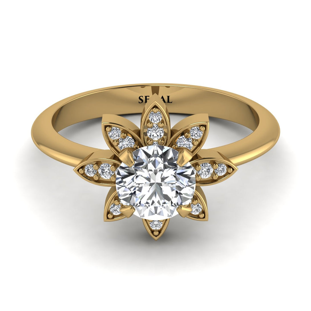 Round Diamond Flower Ring - Michelle No. 1