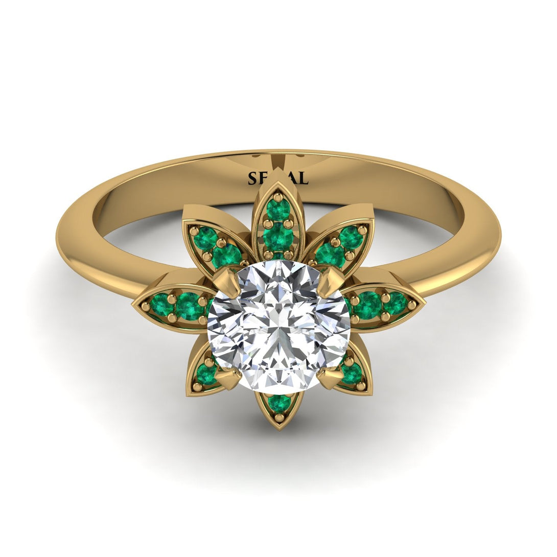 Round Diamond Flower Ring - Michelle No. 16